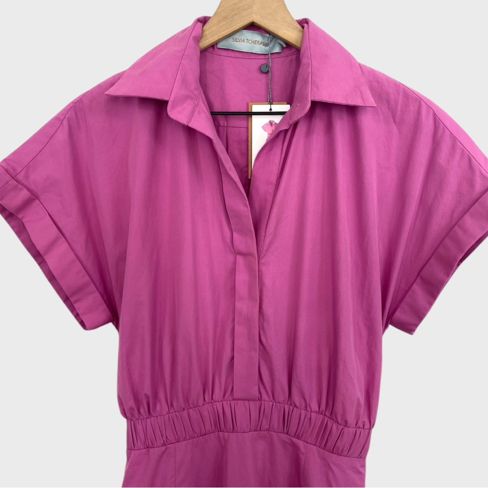 Silvia Tcherassi NWT Fuchsia Pink Miniato Cotton Poplin Shirt Dress Size XS - Picture 3 of 11